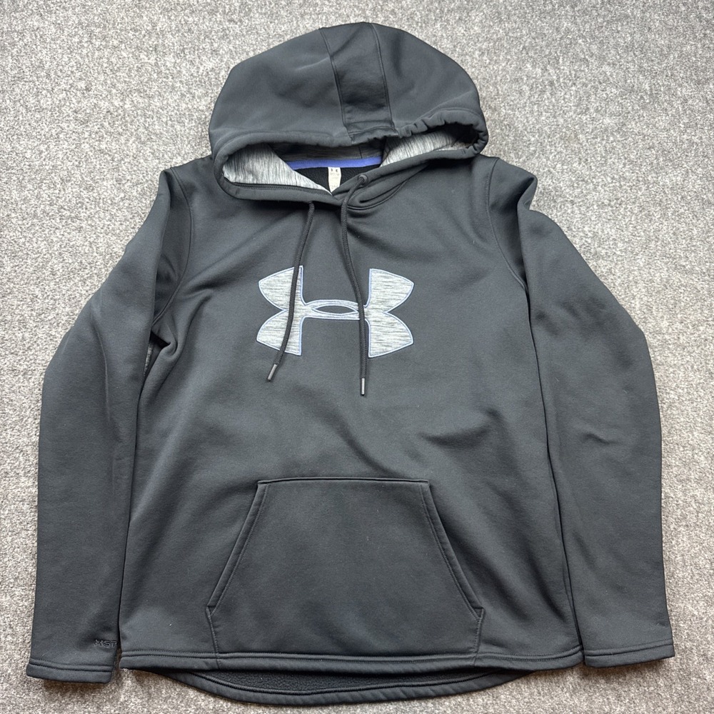 Under Armour Coldgear Womens Hoodie Medium Black‎ Pocket Logo Pullover Size M